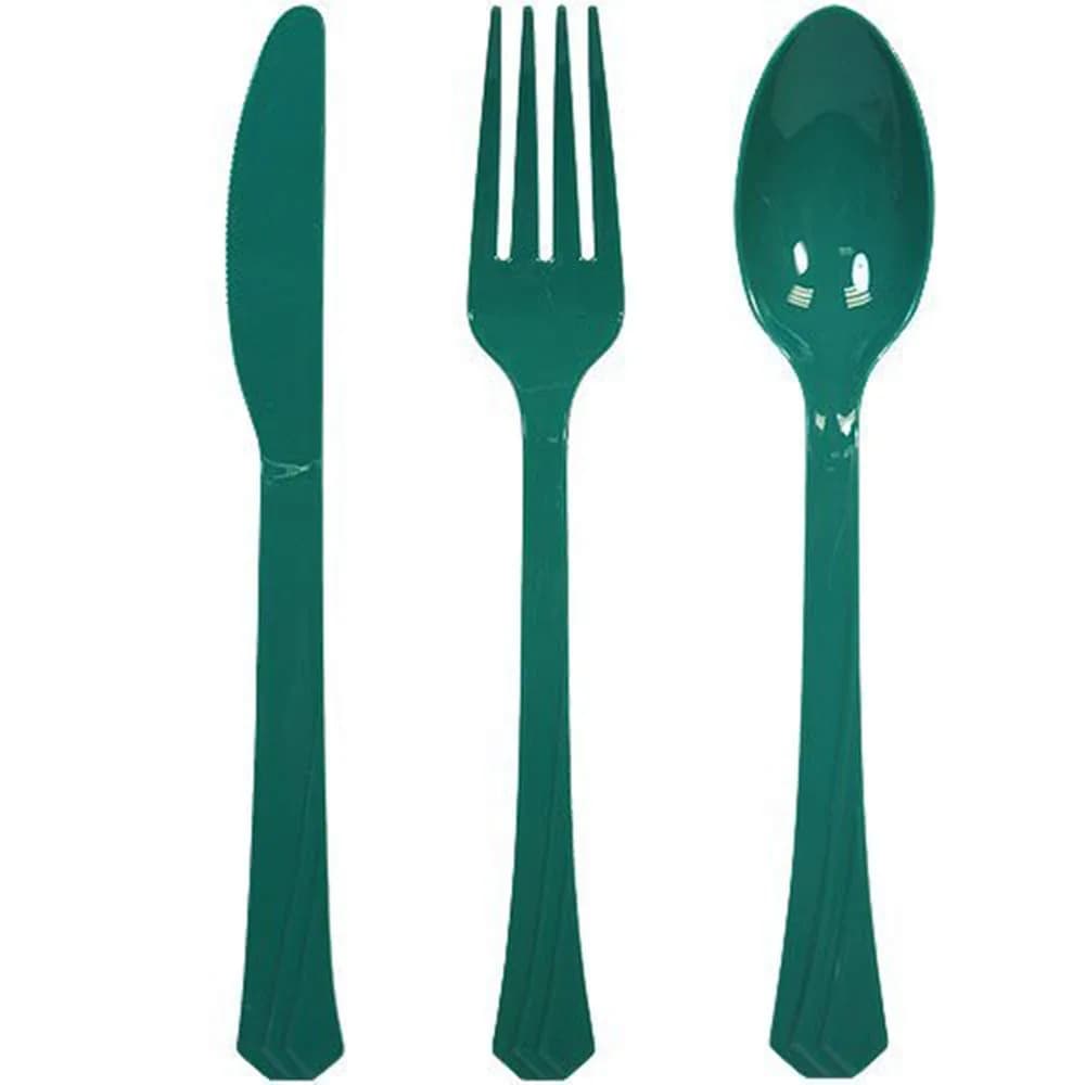 Tiger Chef Red Green White Christmas Flatware Set | Heavyweight Plastic Cutlery for Festive Gatherings — Christmas