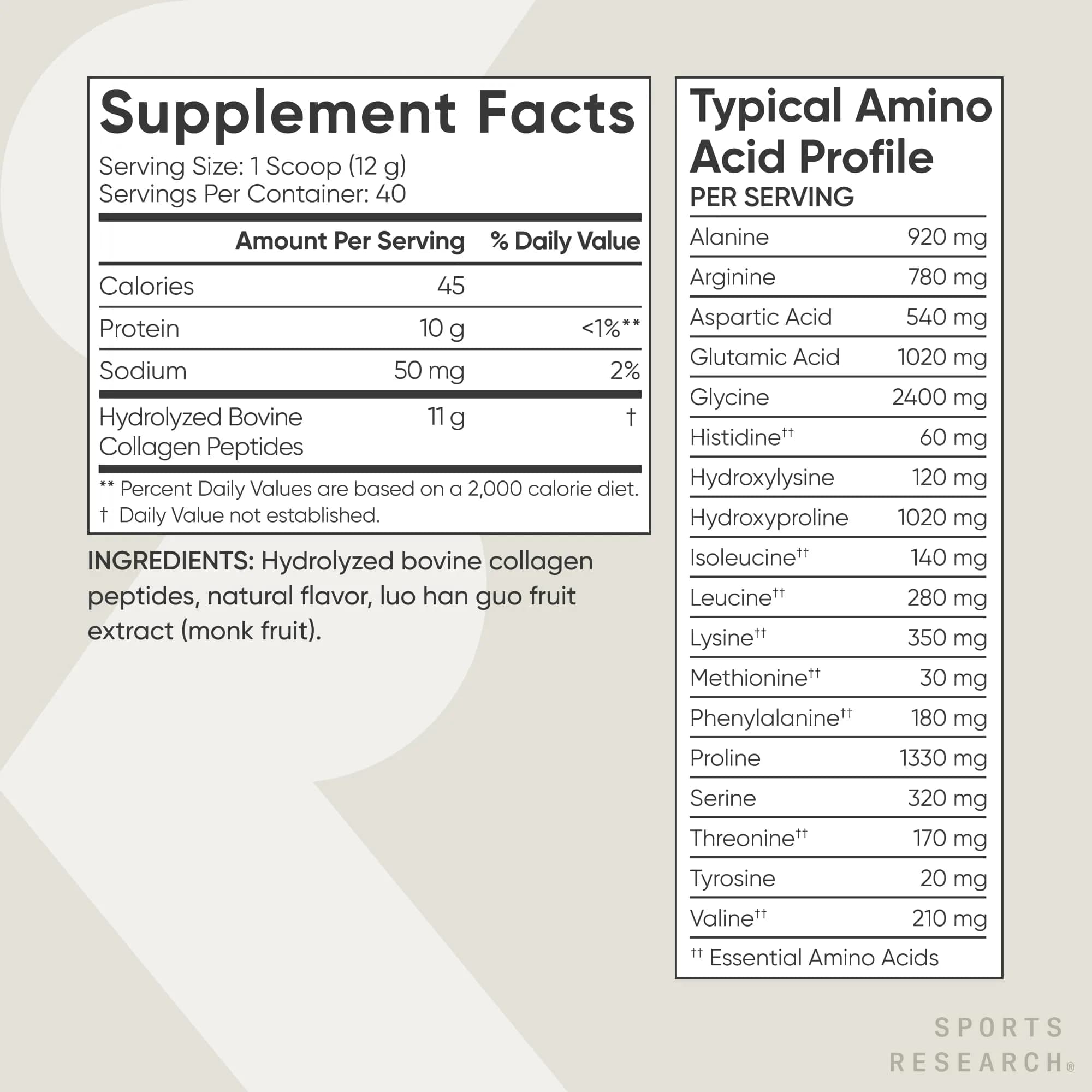 Sports Research Vanilla Collagen Peptides Protein Powder 480g (16.93oz) | 11g Type I & III Collagen per Scoop for Hair, Skin & Joints - view 5