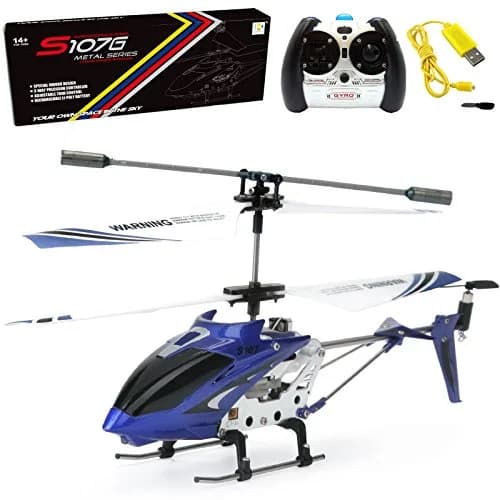 Cheerwing S107 Phantom Mini RC Helicopter Blue | 3-Channel Remote Control with Gyro System thumbnail 1