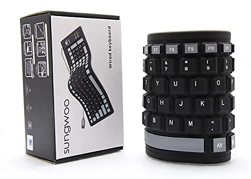 sungwoo Foldable Silicone Keyboard USB Wired Waterproof Rollup Keyboard Black+Grey | 103 Keys thumbnail 6