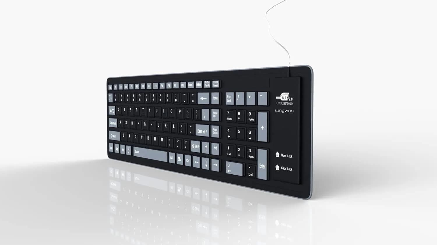 sungwoo Foldable Silicone Keyboard USB Wired Waterproof Rollup Keyboard Black+Grey | 103 Keys - view 7