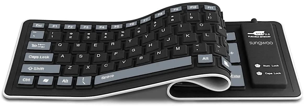 sungwoo Foldable Silicone Keyboard USB Wired Waterproof Rollup Keyboard Black+Grey | 103 Keys - view 2