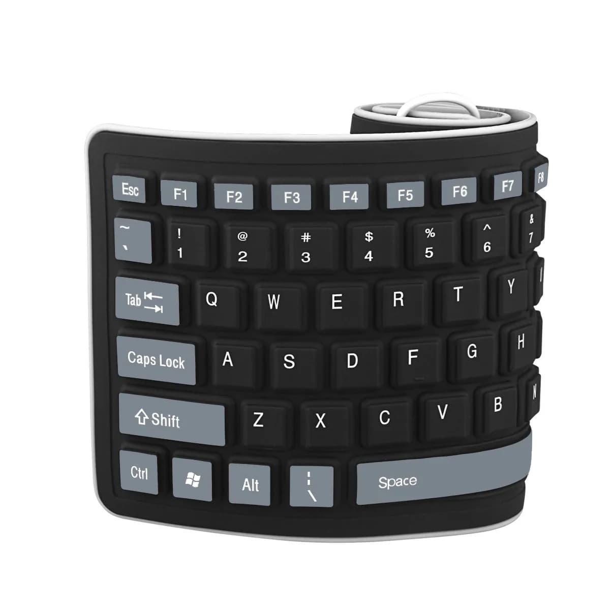 sungwoo Foldable Silicone Keyboard USB Wired Waterproof Rollup Keyboard Black+Grey | 103 Keys - view 3