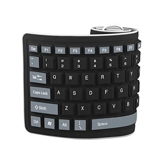 sungwoo Foldable Silicone Keyboard USB Wired Waterproof Rollup Keyboard Black+Grey | 103 Keys thumbnail 3