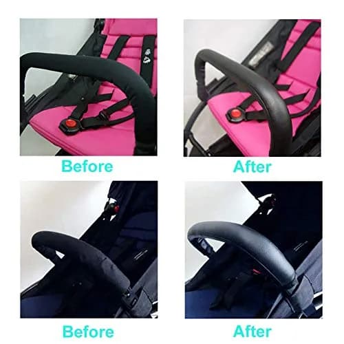 ROMIRUS PU Leather Handle Sleeve Cover for Babyzen YOYO2/YOYO+ Strollers, Black | Protects Original Handle thumbnail 8