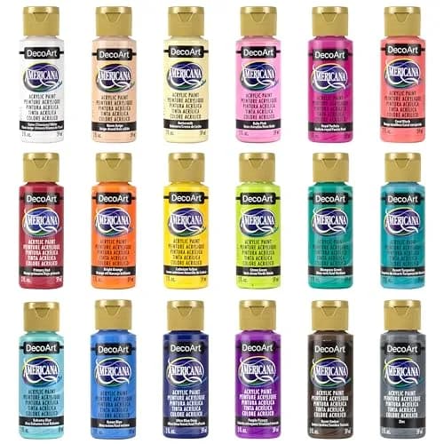 DecoArt Americana Acrylic Paint Set – Popular Colors, 18 Bottles (36 fl oz / 1065 ml) | Premium Pigmented Craft Paint thumbnail 1