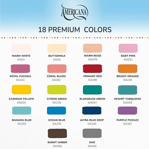 DecoArt Americana Acrylic Paint Set – Popular Colors, 18 Bottles (36 fl oz / 1065 ml) | Premium Pigmented Craft Paint thumbnail 2