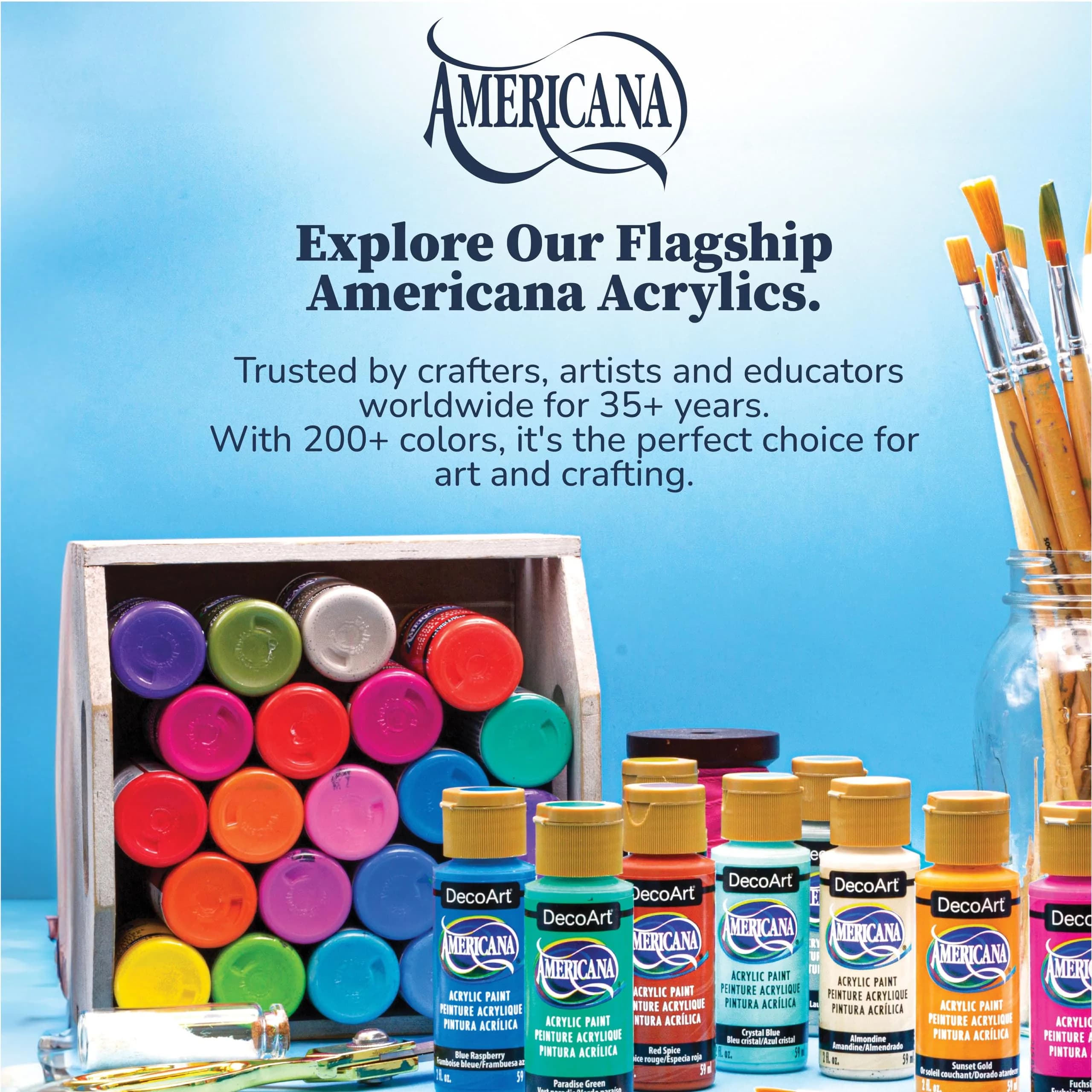 DecoArt Americana Acrylic Paint Set – Popular Colors, 18 Bottles (36 fl oz / 1065 ml) | Premium Pigmented Craft Paint - view 3