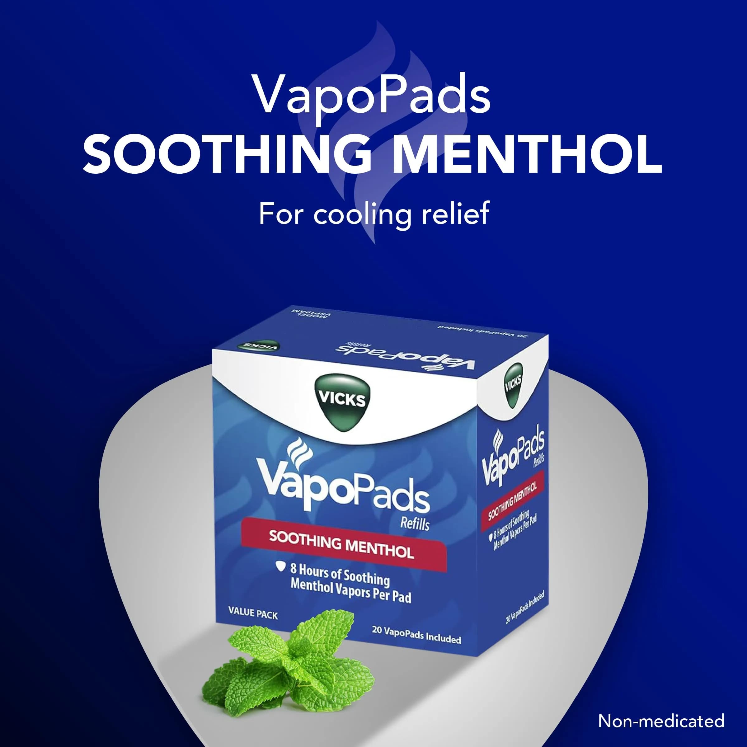 Vicks VapoPads Original Menthol Formula 20-Pack | Soothing Scent Pads for Congestion Relief - view 2