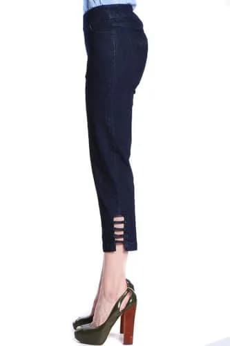 SLIM-SATION Women's Pull-On Crop Pants, Tummy Control, Slim Fit, Denim, 14 | Comfortable Slimming Fit with Tummy Support thumbnail 2