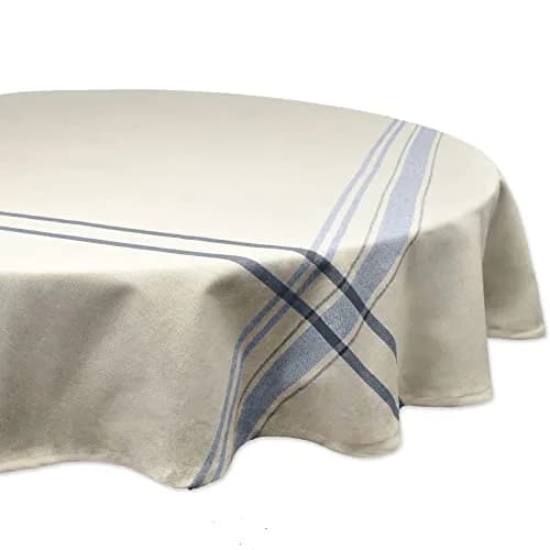 DII French Stripe Farmhouse Style Round Tablecloth 70" | Elegant Cotton Design for All Seasons thumbnail 1