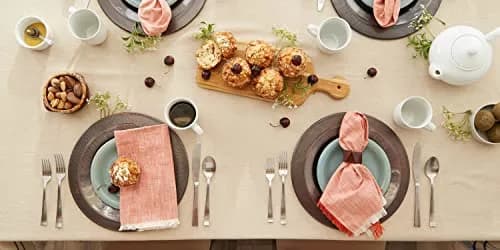 DII French Stripe Farmhouse Style Round Tablecloth 70" | Elegant Cotton Design for All Seasons thumbnail 6