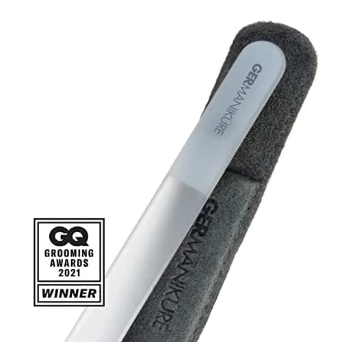 GERmanikure Glass Nail File & Cuticle Pusher Duo, White Nail File | Handcrafted Czech Glass for Natural & Acrylic Nails thumbnail 3
