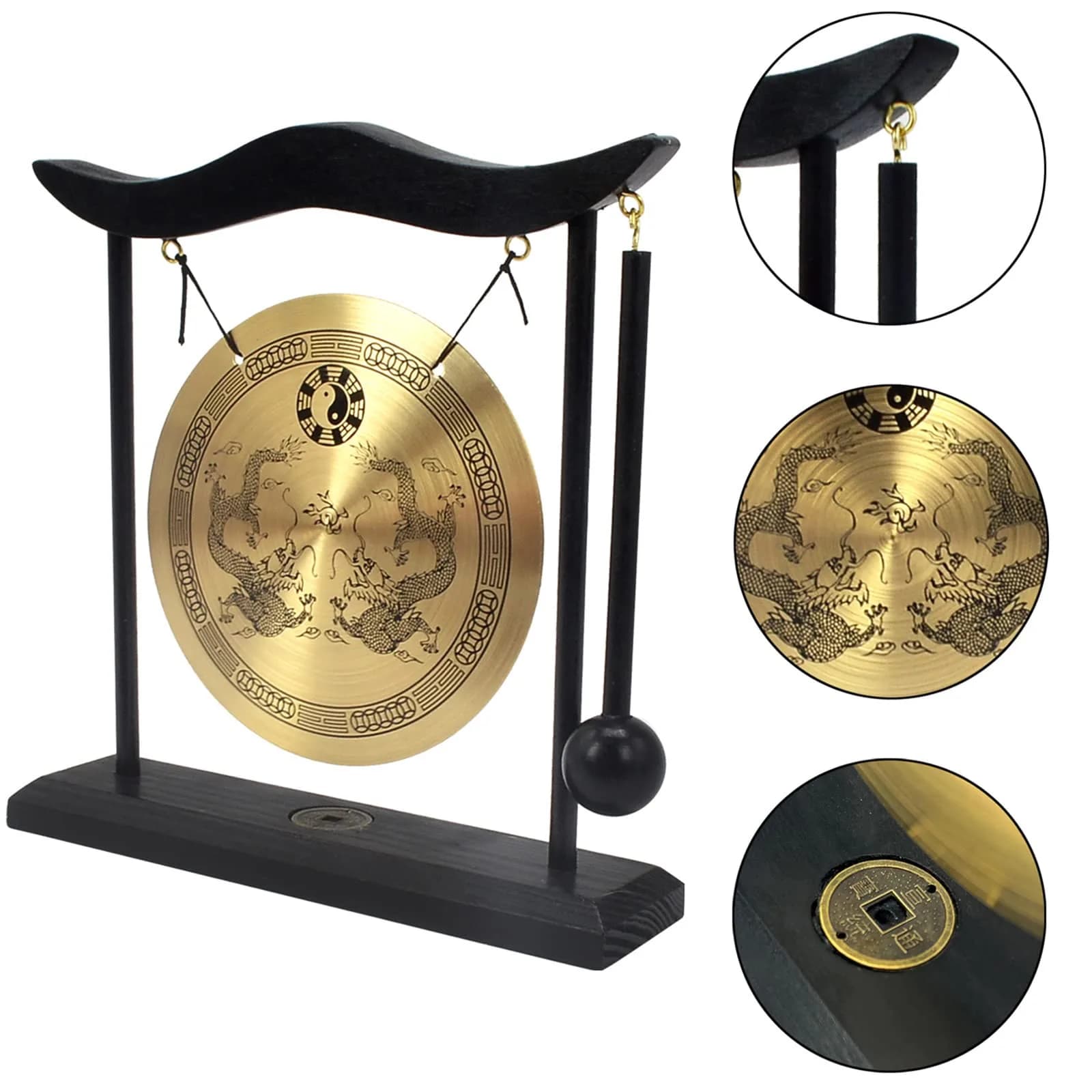 fengshuisale Zen Art Brass Desktop Gong H1303 19cm (7.5in) | Authentic Import for India - view 5