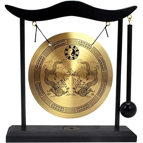 fengshuisale Zen Art Brass Desktop Gong H1303 19cm (7.5in) | Authentic Import for India thumbnail 1