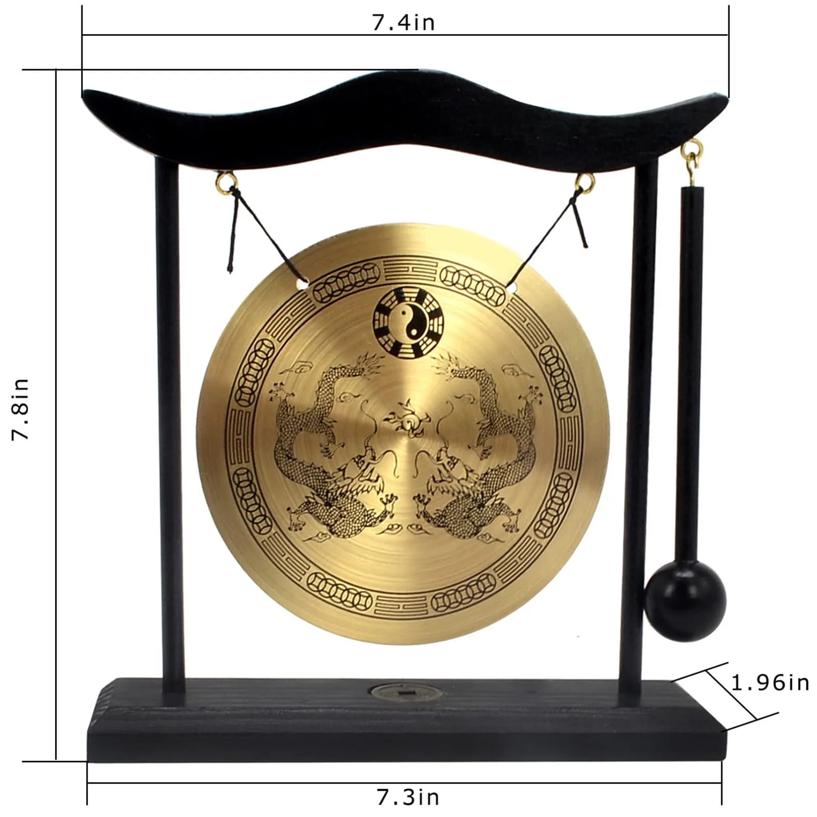 fengshuisale Zen Art Brass Desktop Gong H1303 19cm (7.5in) | Authentic Import for India - view 3