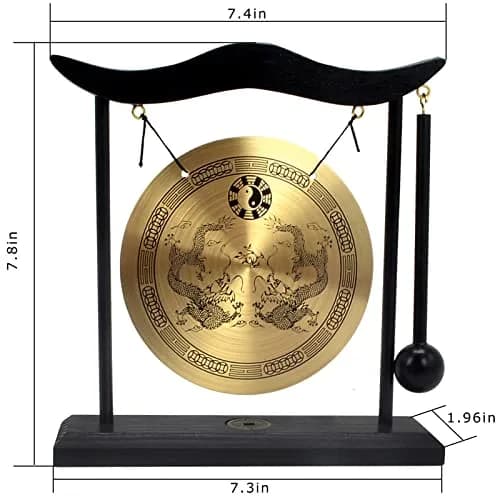 fengshuisale Zen Art Brass Desktop Gong H1303 19cm (7.5in) | Authentic Import for India thumbnail 3
