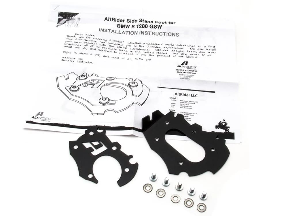 AltRider Side Stand Enlarger Foot for BMW R1200/R1250GS/A 2013-2024 Black | 1.5 cm (0.5 inch) Height Increase - view 6
