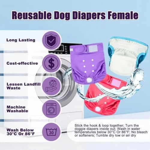 wegreeco Washable Female Dog Diapers, Medium | Reusable & Leak-Free for Heat & Incontinence thumbnail 6