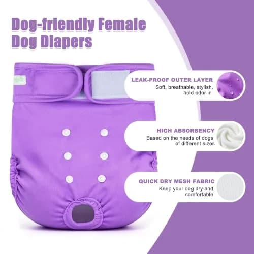 wegreeco Washable Female Dog Diapers Pack of 3 | Large, Extra Large & XX-Large, Reusable & Comfortable (70-120c) thumbnail 3