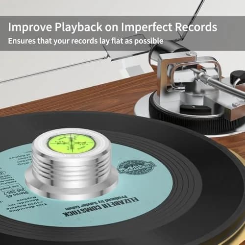 Viborg LP628S Turntable Record Weight Stabilizer 280g (9.9 oz) Silver | Vibration-Proof Vinyl Clamp with Bubble Level thumbnail 5
