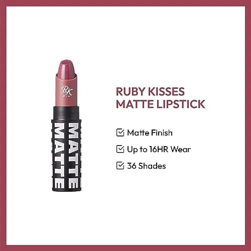 Ruby Kisses Matte Lipstick, Mauve It Shade, 1 Count | Long-Lasting Ultra-Matte Lip Color thumbnail 3