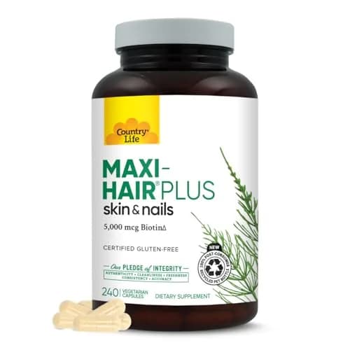 Country Life Maxi-Hair Plus 5000 mcg Biotin | Supports Healthy Hair, Skin & Nails (240 Vegetarian Capsules) thumbnail 1