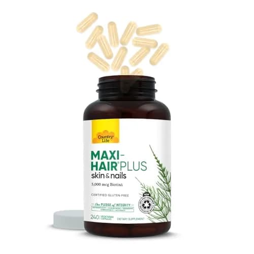 Country Life Maxi-Hair Plus 5000 mcg Biotin | Supports Healthy Hair, Skin & Nails (240 Vegetarian Capsules) thumbnail 8
