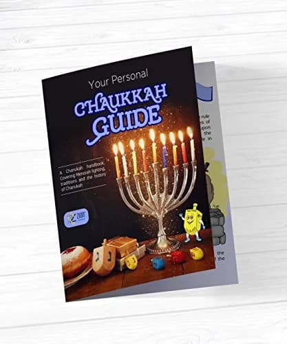 Zion Judaica Ltd Last Minute Complete Hanukkah Menorah Kit - 9" Menorah, 44 Candles, Dreidels, Gelt, Guide | Judaica Gift thumbnail 8