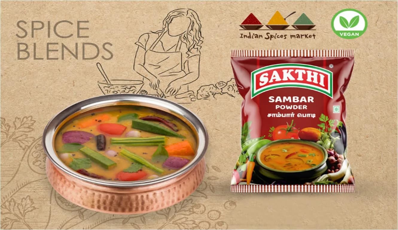 SAKTHI Sambar Powder 500 g (17.63 oz) | Authentic Indian Spice Blend for Flavorful Dishes - view 2