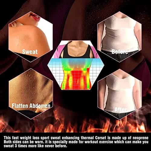 NonEcho Women Sauna Body Shaper Sweat Suit Sleeve Spa Cami Hot Neoprene Slimming Workout Vest Waist Trainer Top | Supports Fat Loss & Posture thumbnail 2