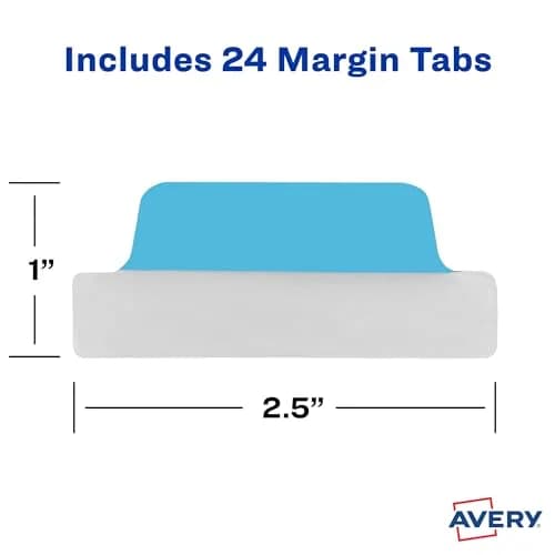 Avery Margin Ultra Tabs, 2.5" x 1" | Repositionable, 24 Tabs, Assorted Colors, Paper & Plastic thumbnail 9