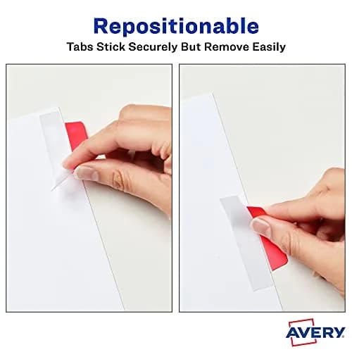 Avery Margin Ultra Tabs, 2.5" x 1" | Repositionable, 24 Tabs, Assorted Colors, Paper & Plastic thumbnail 3