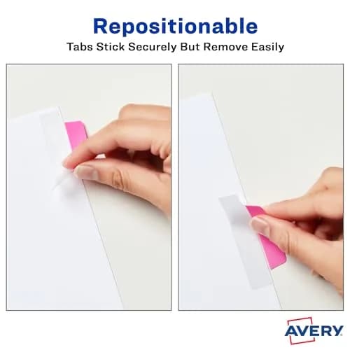 Avery Margin Ultra Tabs, 2.5" x 1", 24 Neon Repositionable Tabs | Fits Margins, Repositionable, Neon Colors thumbnail 3