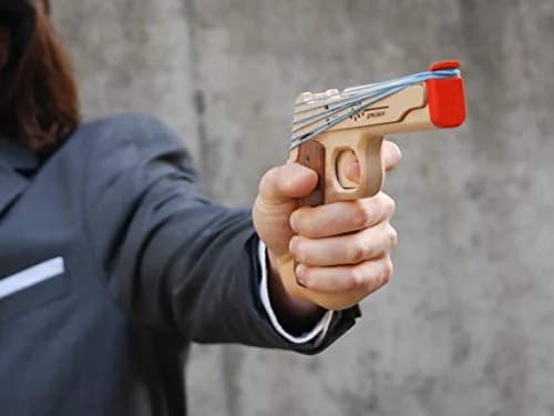 Elastic Precision Model 1911 Rubber Band Gun - Hardwood, Semi-Automatic Action, Walnut Grips (8.75" L x 5.25" H x 1.25" W) thumbnail 3