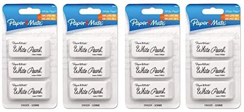 Paper Mate White Pearl Latex-Free Plastic Eraser Pack of 4 | Precise, Smudge-Resistant Correction Tool thumbnail 1