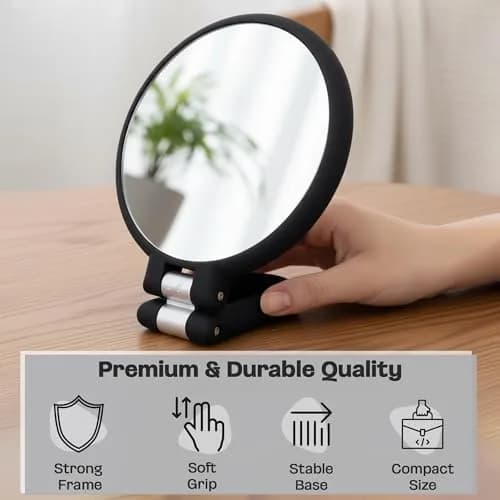 DC DANIELLE 3-in-1 Folding Hand Held Compact Travel Makeup Mirror, 15x Magnification, Black thumbnail 5
