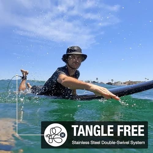 Ho Stevie! Premium Surf Leash - No Tangles, No Lost Surfboard - Hi-Strength Lightweight 1/4" Cord - Feels Like Surfing Leashless - 8 Feet thumbnail 5