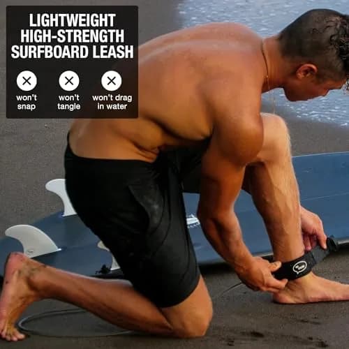 Ho Stevie! Premium Surf Leash - No Tangles, No Lost Surfboard - Hi-Strength Lightweight 1/4" Cord - Feels Like Surfing Leashless - 8 Feet thumbnail 3