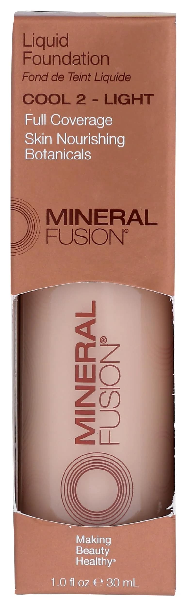 Mineral Fusion Full Coverage Foundation Liquid Foundation - Cool 2 Light Complexion with Cool Undertones, Lightweight Matte Finish, Up to 12 Hr Hydration, Hypoallergenic & Vegan, 1 fl. Oz — Cool 2