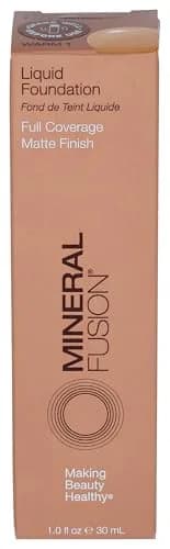 Mineral Fusion Full Coverage Foundation, Liquid Foundation - Warm 1 | Lightweight Matte Finish, 12 Hr Hydration, Vegan - main product image