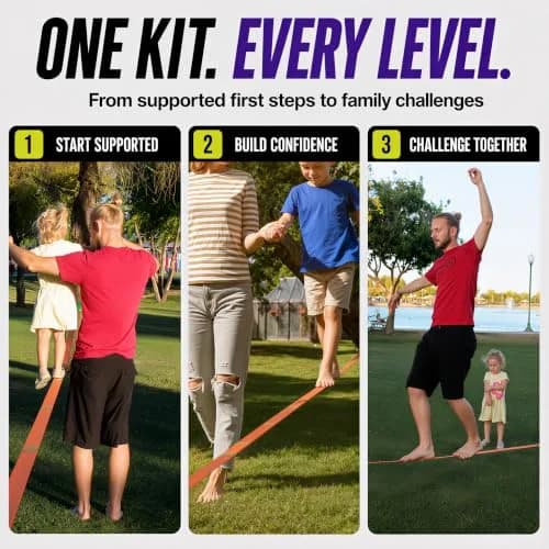 Trailblaze Complete Slackline Kit - 60ft Backyard Rope for Kids & Adults | Easy Setup, 11,000 lb Webbing, 5 Yr Warranty thumbnail 4
