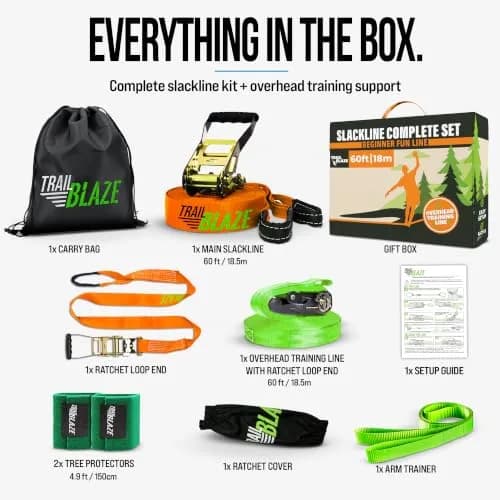 Trailblaze Complete Slackline Kit - 60ft Backyard Rope for Kids & Adults | Easy Setup, 11,000 lb Webbing, 5 Yr Warranty thumbnail 8