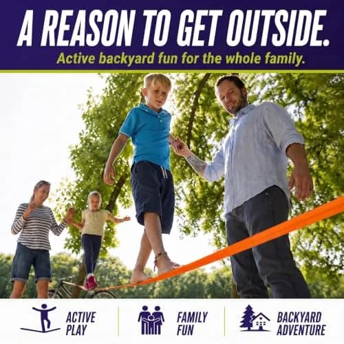 Trailblaze Complete Slackline Kit - 60ft Backyard Rope for Kids & Adults | Easy Setup, 11,000 lb Webbing, 5 Yr Warranty thumbnail 9