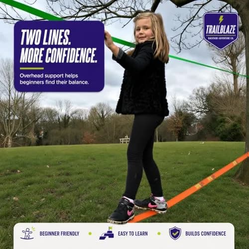 Trailblaze Complete Slackline Kit - 60ft Backyard Rope for Kids & Adults | Easy Setup, 11,000 lb Webbing, 5 Yr Warranty thumbnail 2
