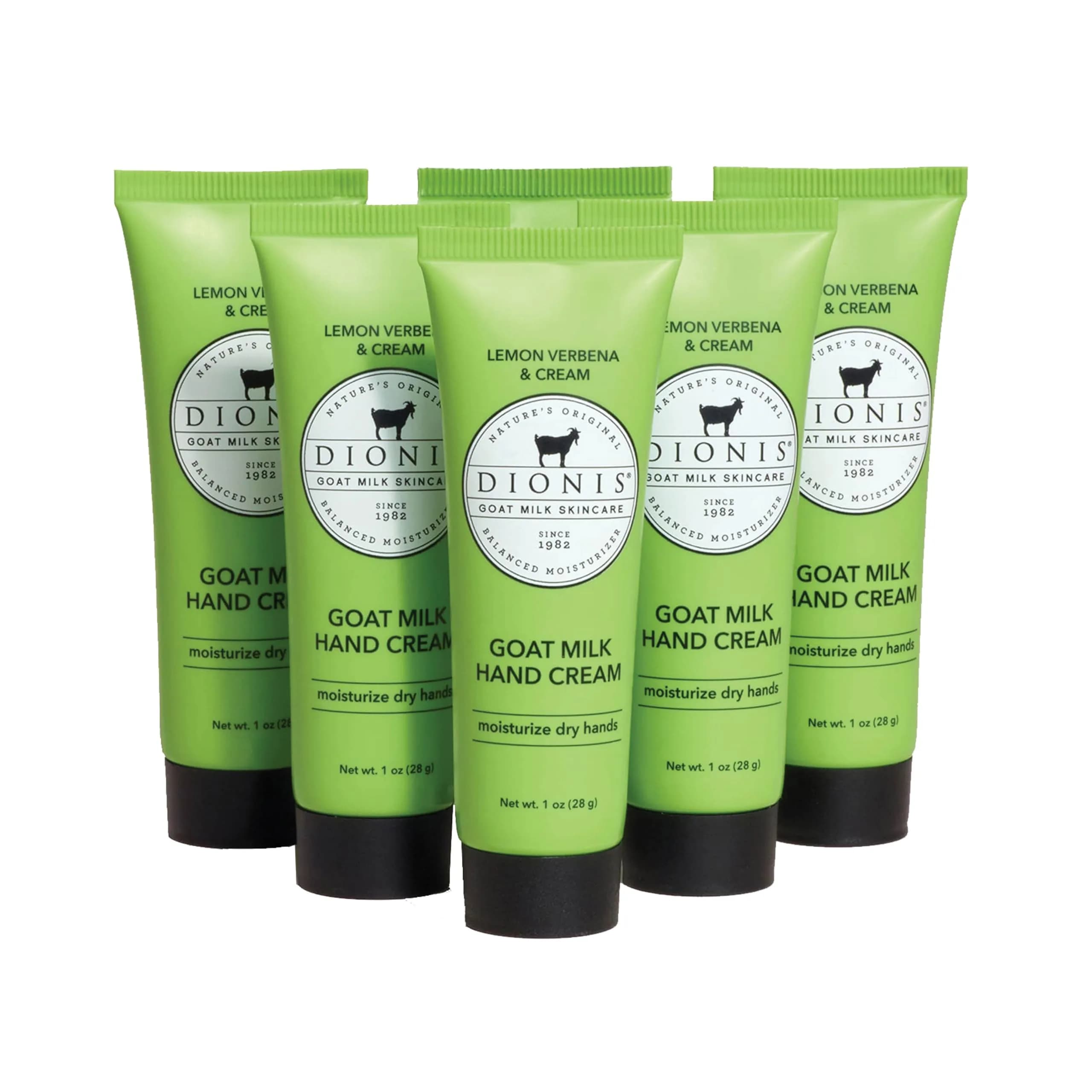 Dionis Goat Milk Hand Cream Vanilla Bean 1 oz (29.57 ml) Tubes, 6 Pack | Hydrates Dry, Sensitive Skin — No Color