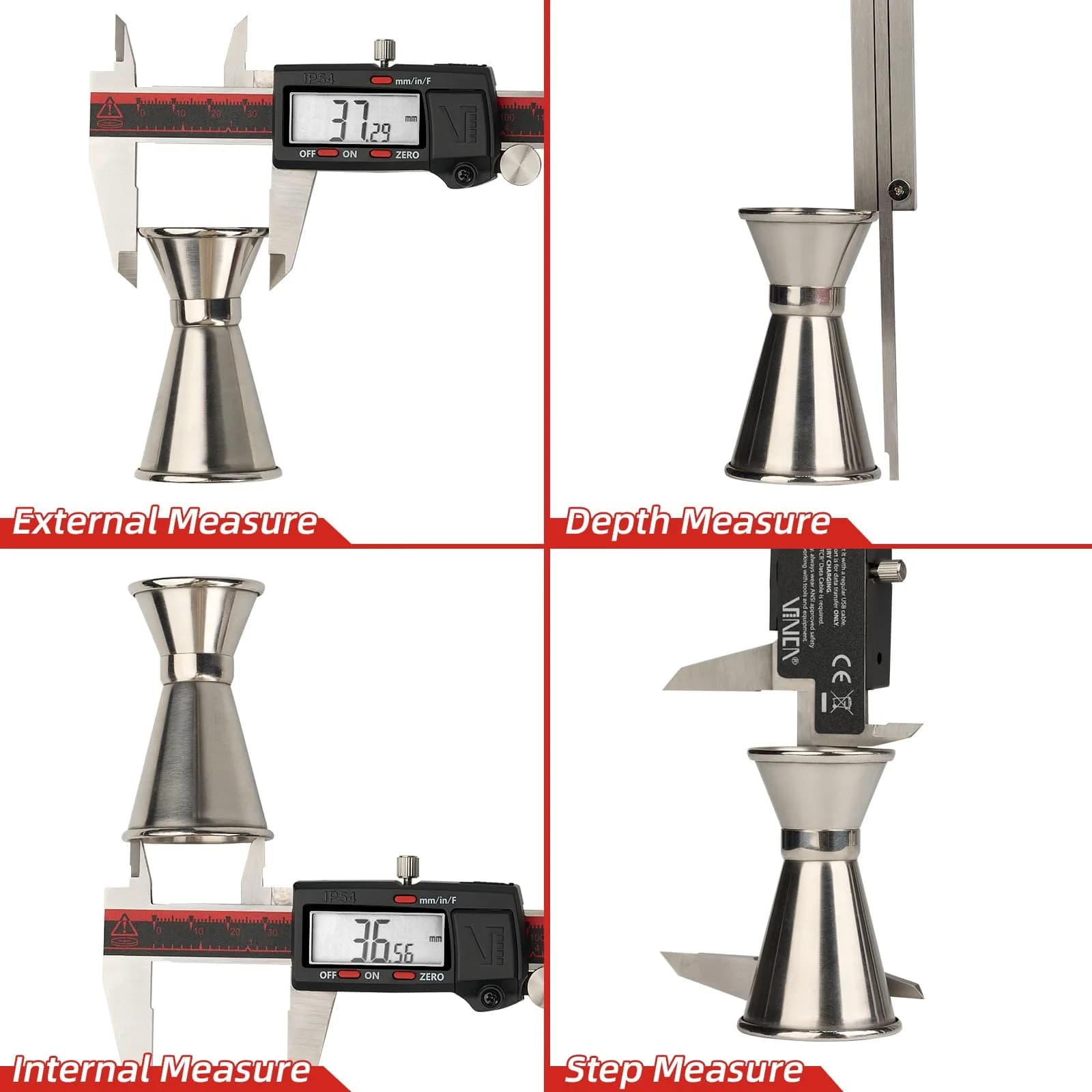 VINCA IP54 Grade Digital Caliper, DCLA-0605 6 Inch/150mm, Inch/Millimeter/Fraction Conversion, Stainless Steel, Large LCD Screen thumbnail 3