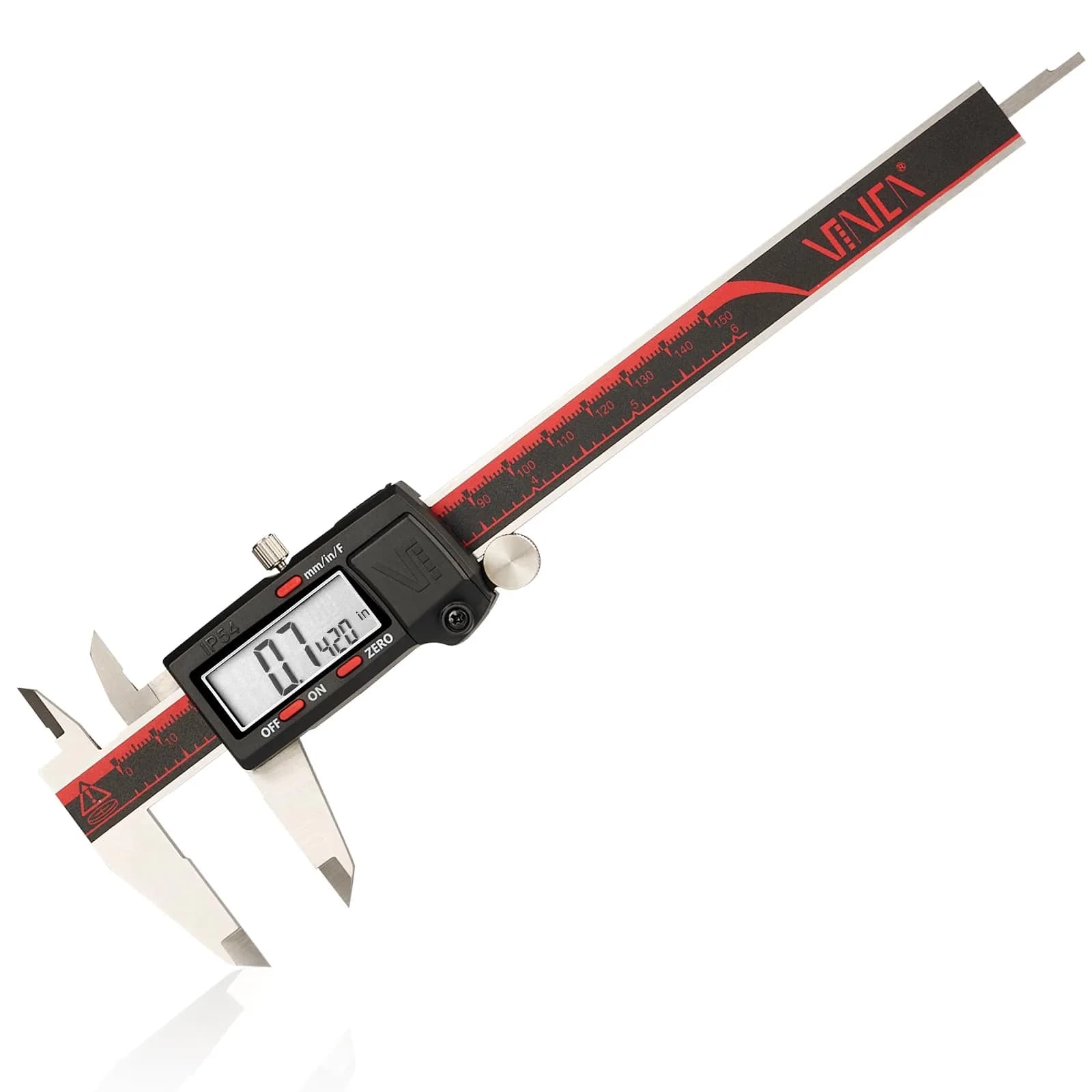VINCA DCLA-0805 Digital Caliper 200mm (8 Inch) | IP54 Stainless Steel Precision Measurement — 6 inch