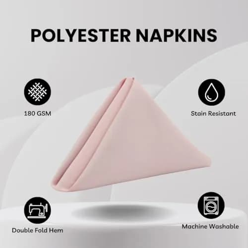 Your Chair Covers 20" x 20" Blush Polyester Napkins | Elegant Washable Dinner Fabric thumbnail 2