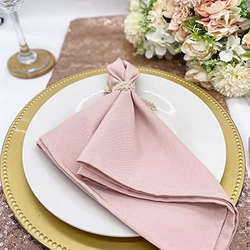 Your Chair Covers 20" x 20" Blush Polyester Napkins | Elegant Washable Dinner Fabric thumbnail 3